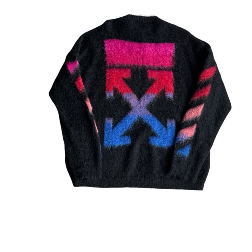 OFF-WHITE Brushed Mohair Diag Arrows Logo Knit Sweater men’s size L/XL EUC